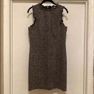 Loft Dress with ruffle trim, gray, size 4